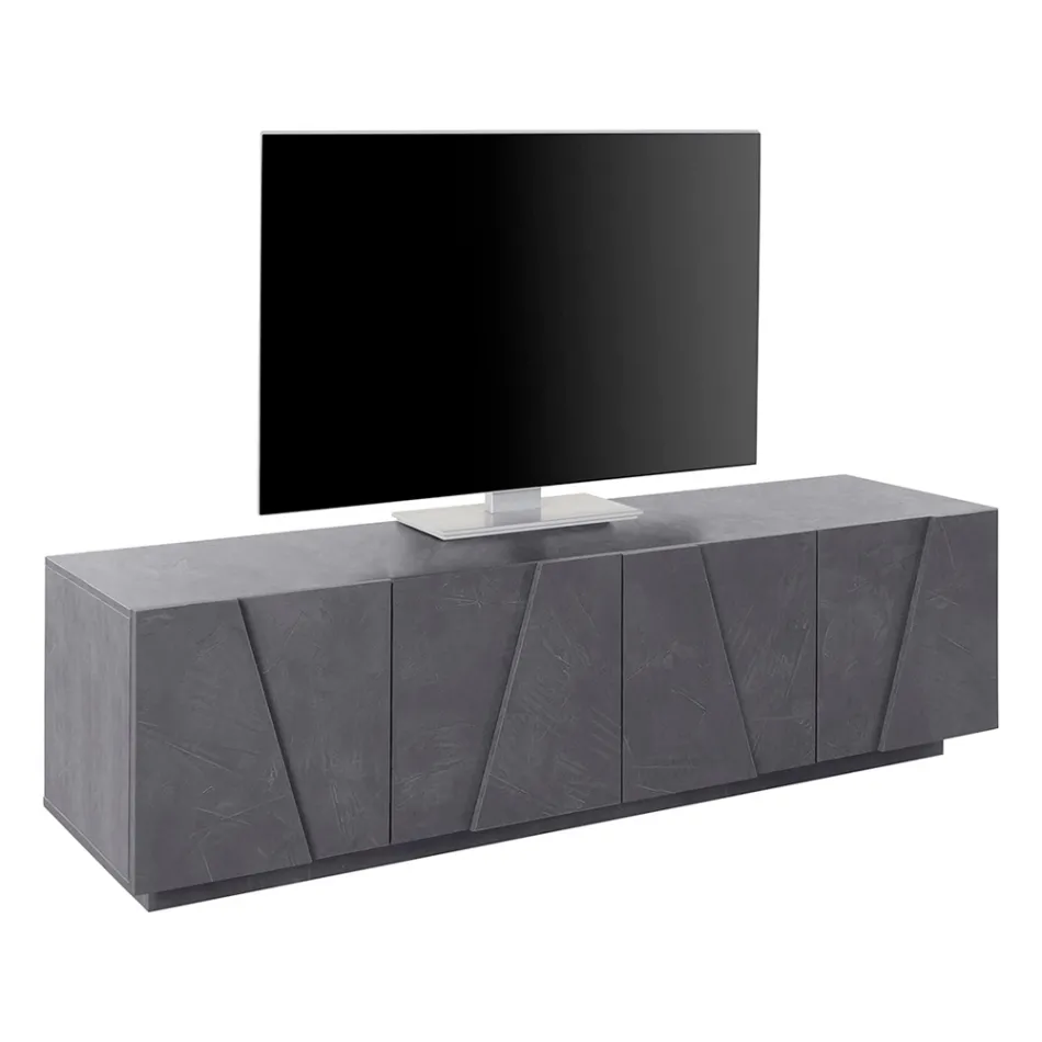 Lounge TV Stand with 4 Melamine Doors Made in Italy - Naditza Viadurini
