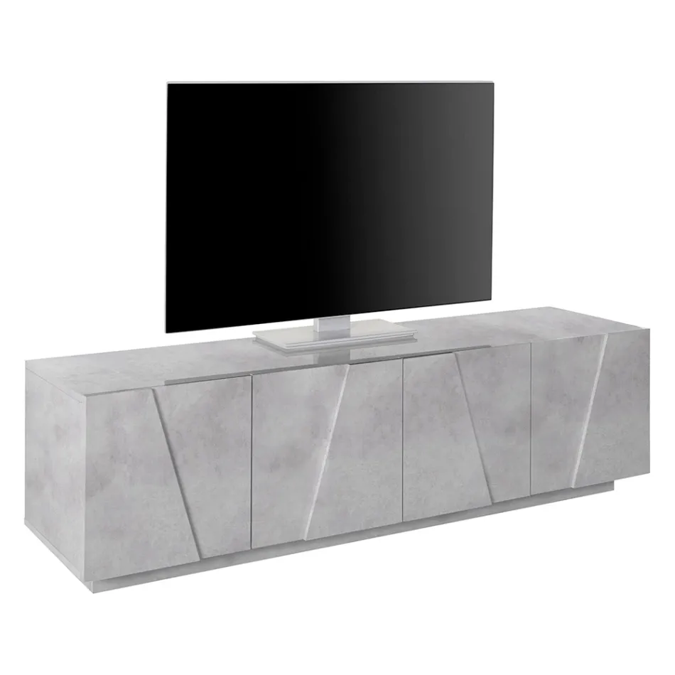 Lounge TV Stand with 4 Melamine Doors Made in Italy - Naditza Viadurini