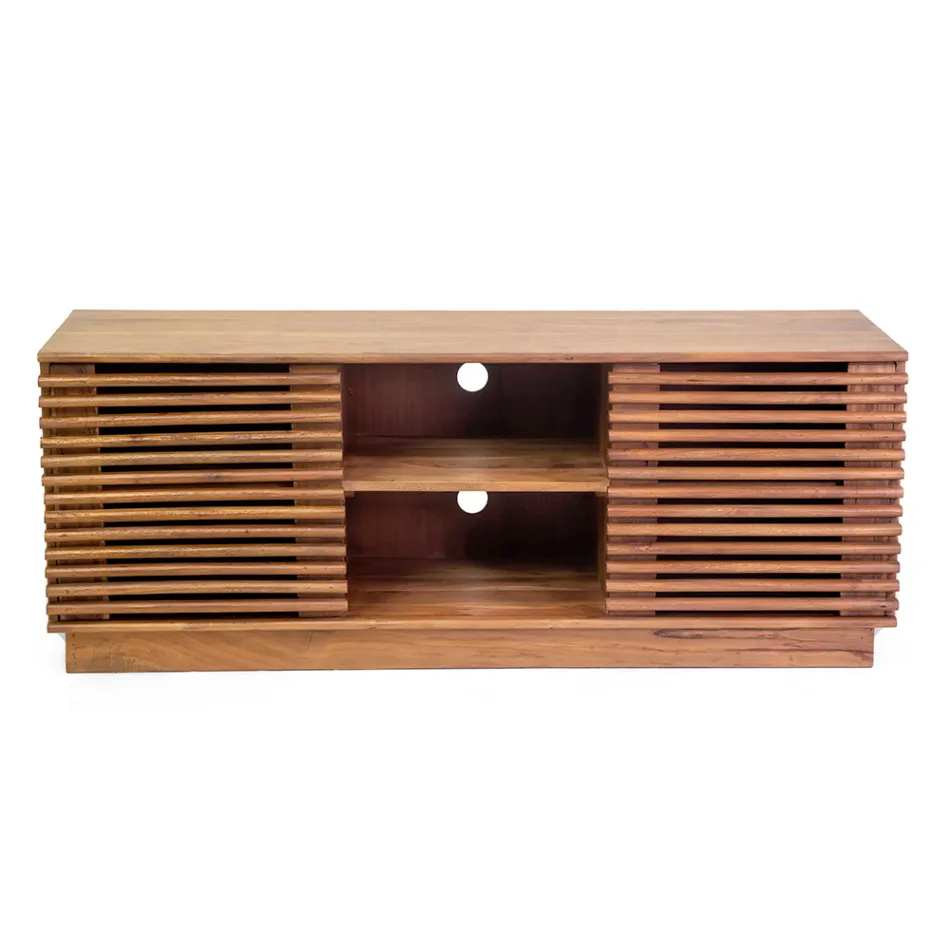 Lounge TV Stand Made of Acacia Wood - Vortice Viadurini
