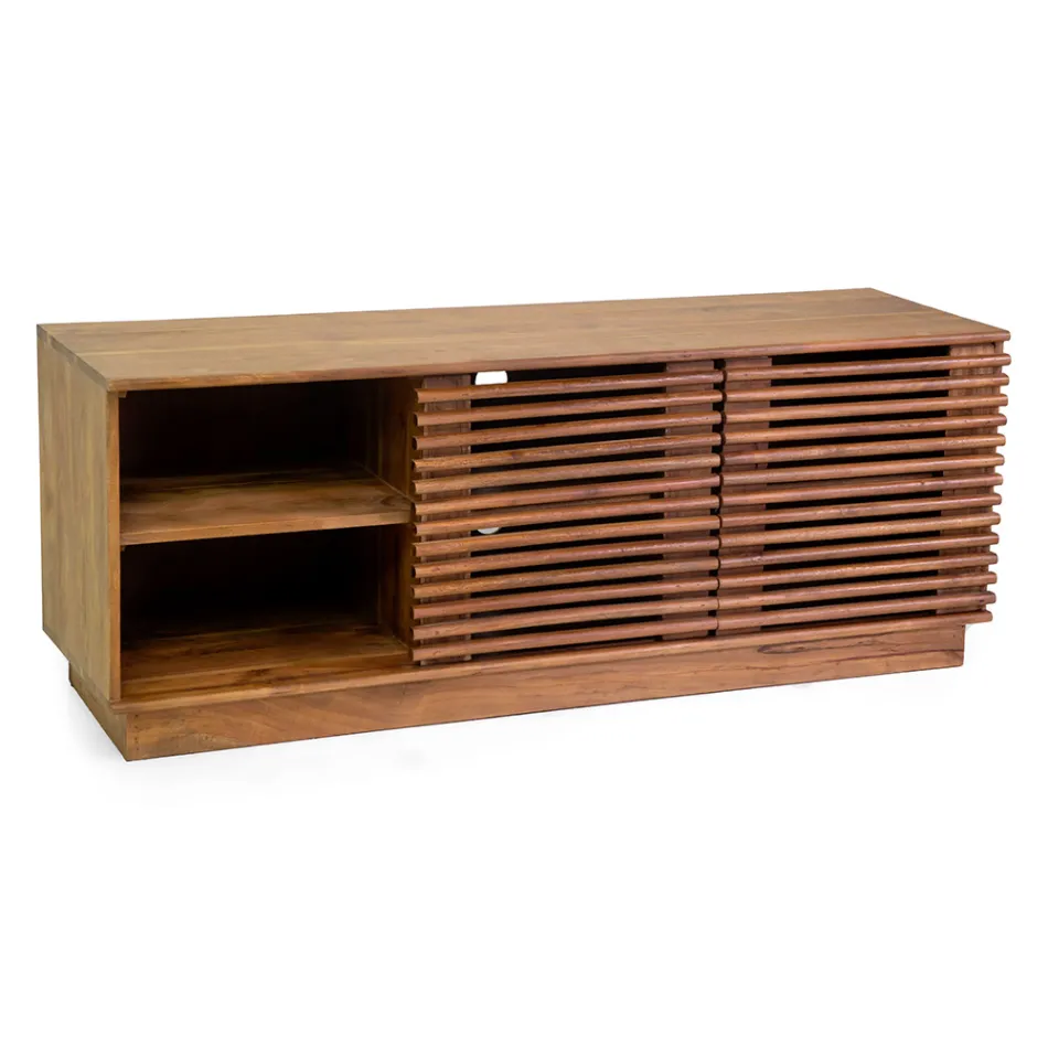 Lounge TV Stand Made of Acacia Wood - Vortice Viadurini