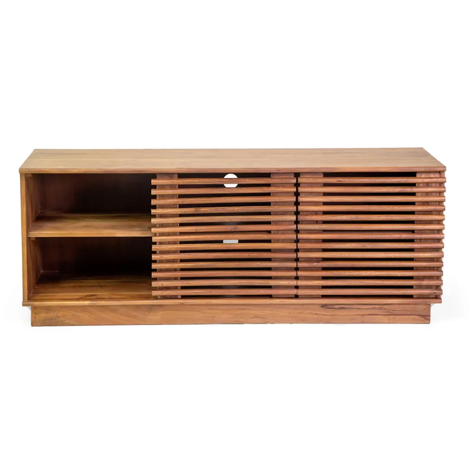 Lounge TV Stand Made of Acacia Wood - Vortice Viadurini