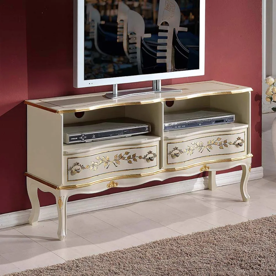 Wooden Tv Stand 2 Drawers Classic Style Made in Italy - Prince Viadurini