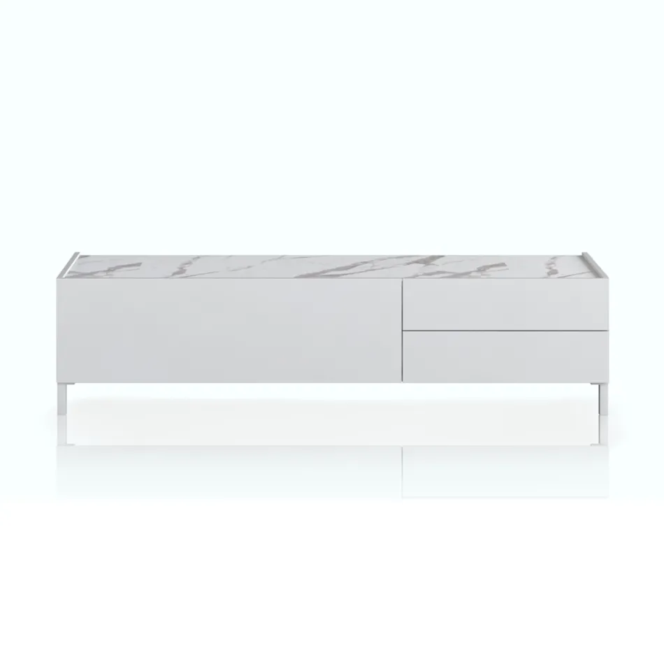 Wooden TV stand with 1 door and 2 drawers - Tantalo Viadurini