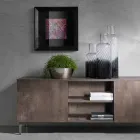 Modern TV cabinet in melamine wood with two doors made in Italy - Clemente Viadurini