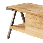 TV Stand in Knotted Oak Wood and Metal Made in Italy - Jennifer Viadurini