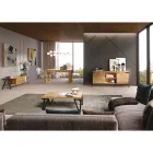 TV Stand in Knotted Oak Wood and Metal Made in Italy - Jennifer Viadurini