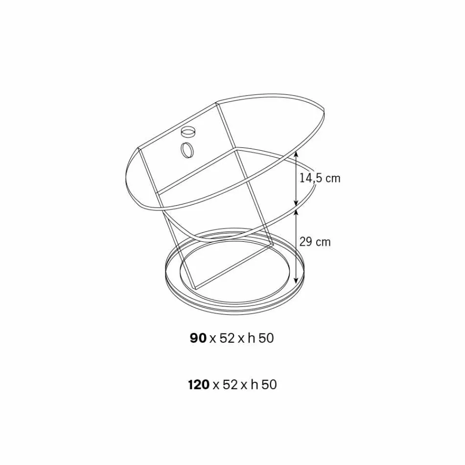 Glass TV Cabinet with Rotating Base and 2 Dimensions Shelf - Salemme Viadurini
