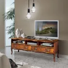 Classic Wood TV Stand with Compartments and Drawers Made in Italy - Prince Viadurini