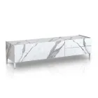 TV Stand Covered in Melamine Marble Finish Made in Italy - Zinc Viadurini