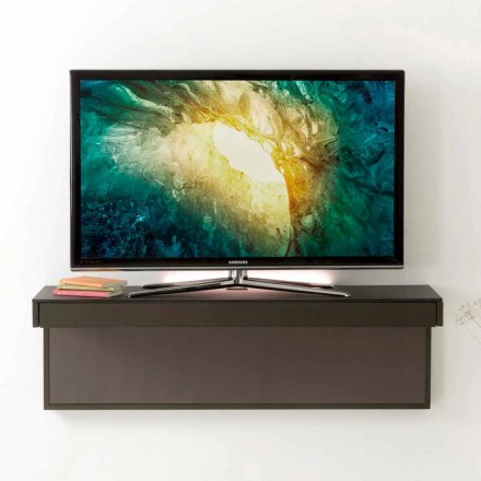 Suspended TV Stand with Satin Crystal Top Made in Italy - Americio Viadurini