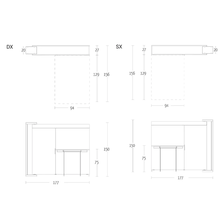Multifunctional Rotating Cabinet with TV Stand and Integrated Table Made in Italy - Illusione Viadurini