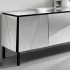 Lounge Sideboard in Matt Black Wood and Mirror Glass Top Liscio - Senese Viadurini