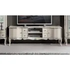 Lounge TV Stand White and Silver Wood Made in Italy - Windsor Viadurini