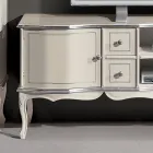 Lounge TV Stand White and Silver Wood Made in Italy - Windsor Viadurini