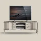 Lounge TV Stand White and Silver Wood Made in Italy - Windsor Viadurini