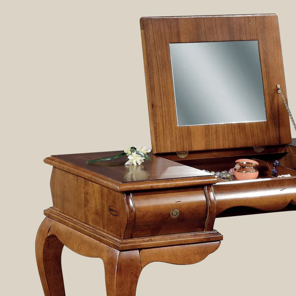 Classic Makeup Dressing Table in Walnut Wood Made in Italy - Hastings Viadurini