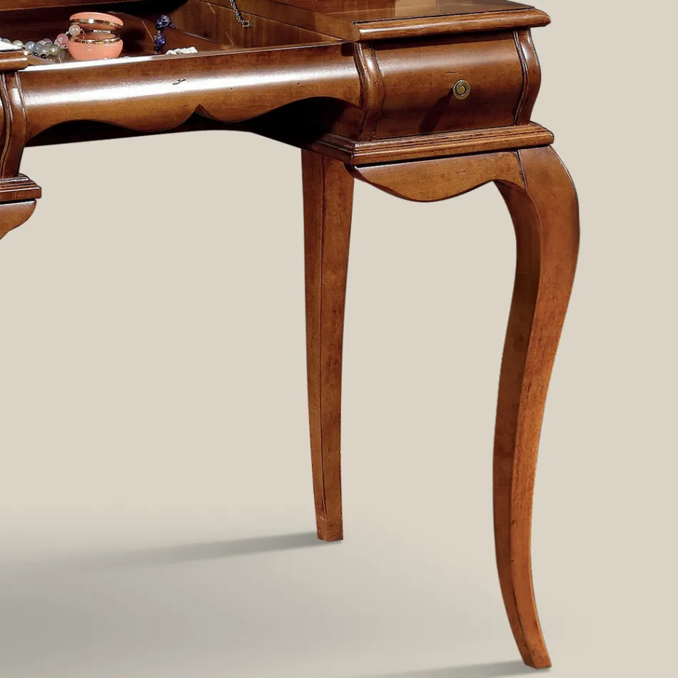 Classic Makeup Dressing Table in Walnut Wood Made in Italy - Hastings Viadurini