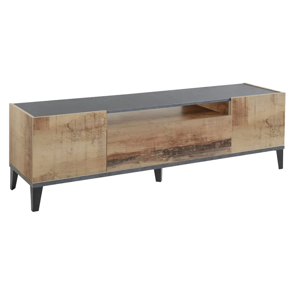 Mobile TV in Melamine 2 Rooms and 1 Drawer Made in Italy - Florentino Viadurini