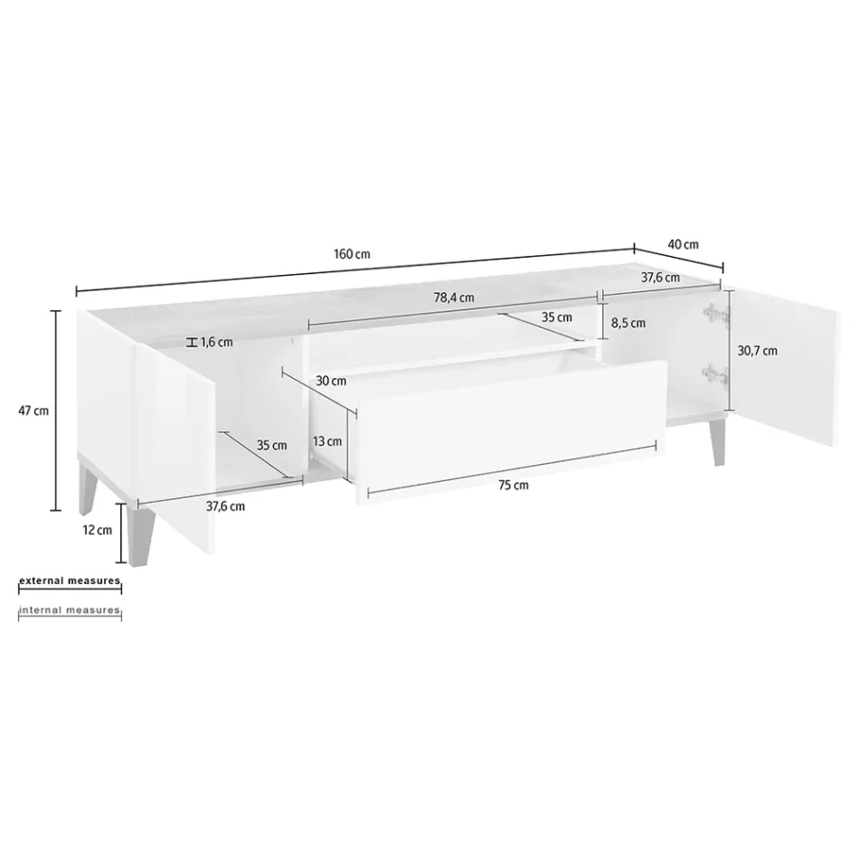 Mobile TV in Melamine 2 Rooms and 1 Drawer Made in Italy - Florentino Viadurini