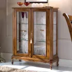 Lounge Display Cabinet in Bassano Walnut Wood Made in Italy - Ronald Viadurini