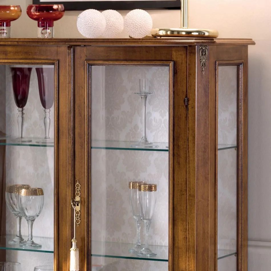 Lounge Display Cabinet in Bassano Walnut Wood Made in Italy - Ronald Viadurini