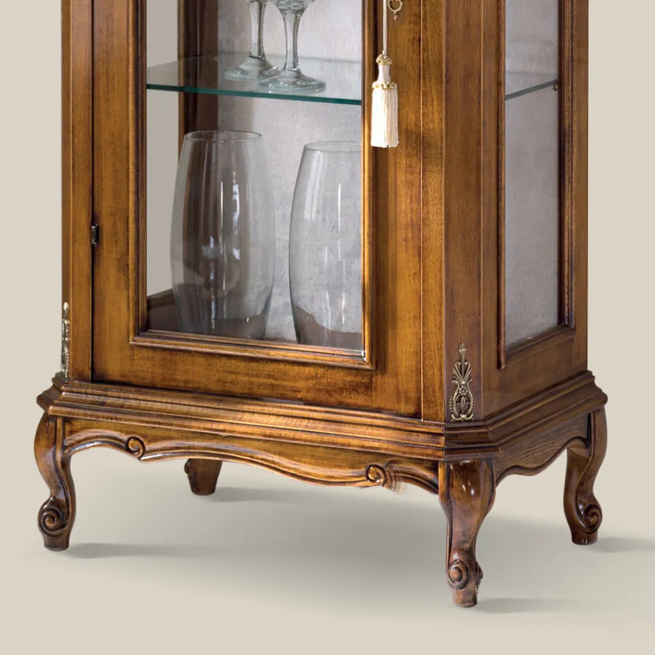Lounge Display Cabinet in Bassano Walnut Wood Made in Italy - Ronald Viadurini