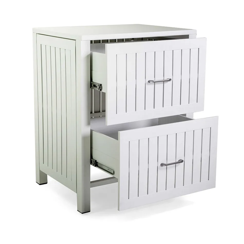 Outdoor Cabinet in Aluminium with 2 Drawers in Different Finishes - Hotel Viadurini