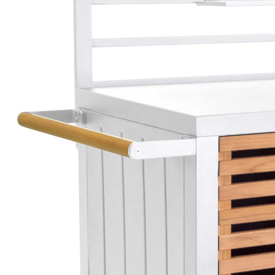 Garden Cabinet Made of Aluminium and Brazilian Teak - Diary Viadurini