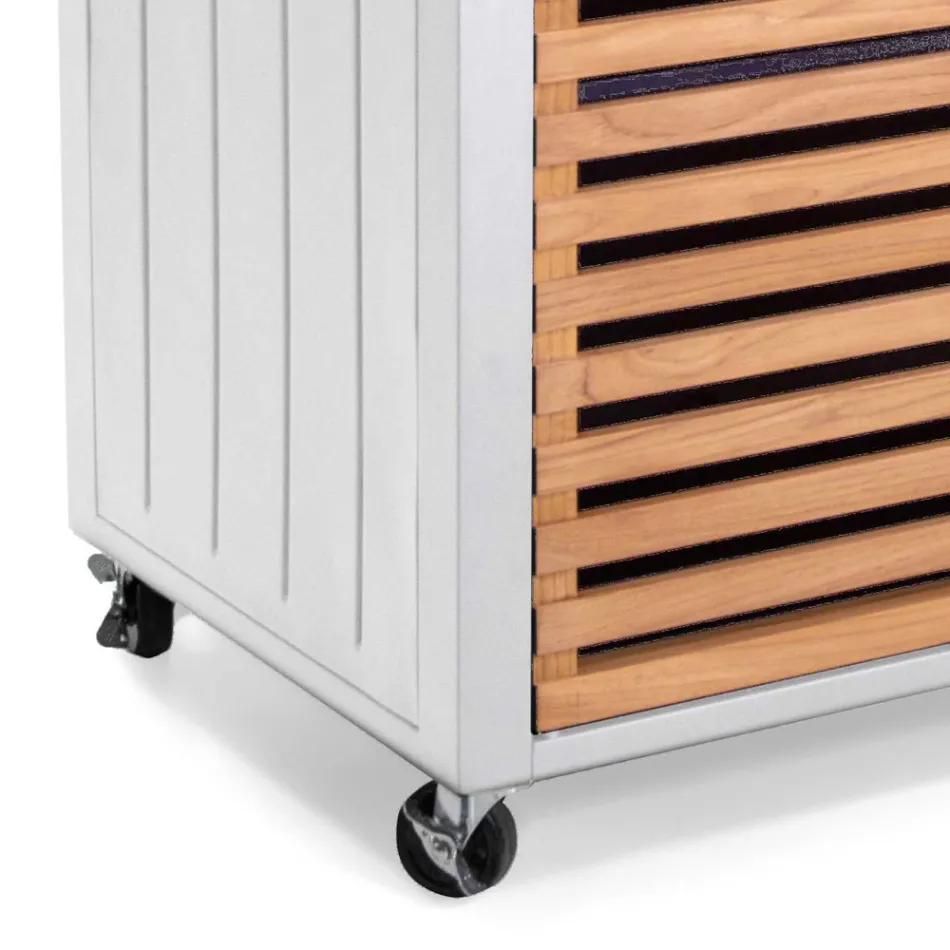 Garden Cabinet Made of Aluminium and Brazilian Teak - Diary Viadurini