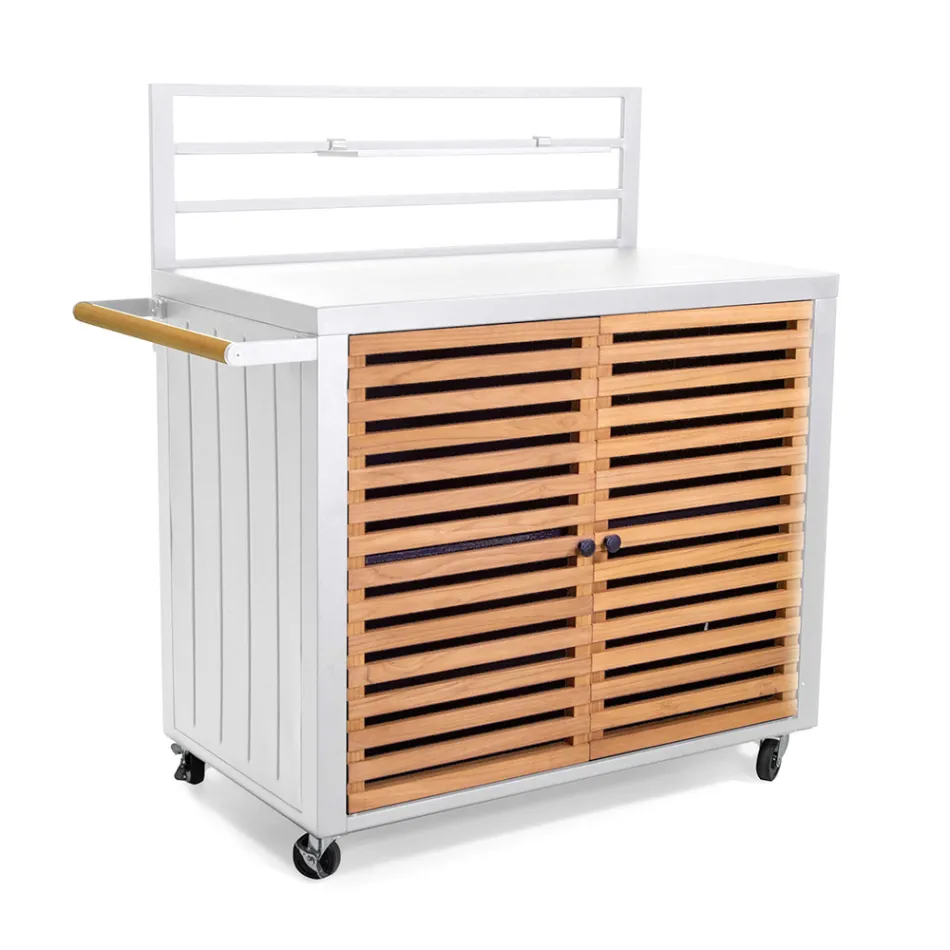 Garden Cabinet Made of Aluminium and Brazilian Teak - Diary Viadurini