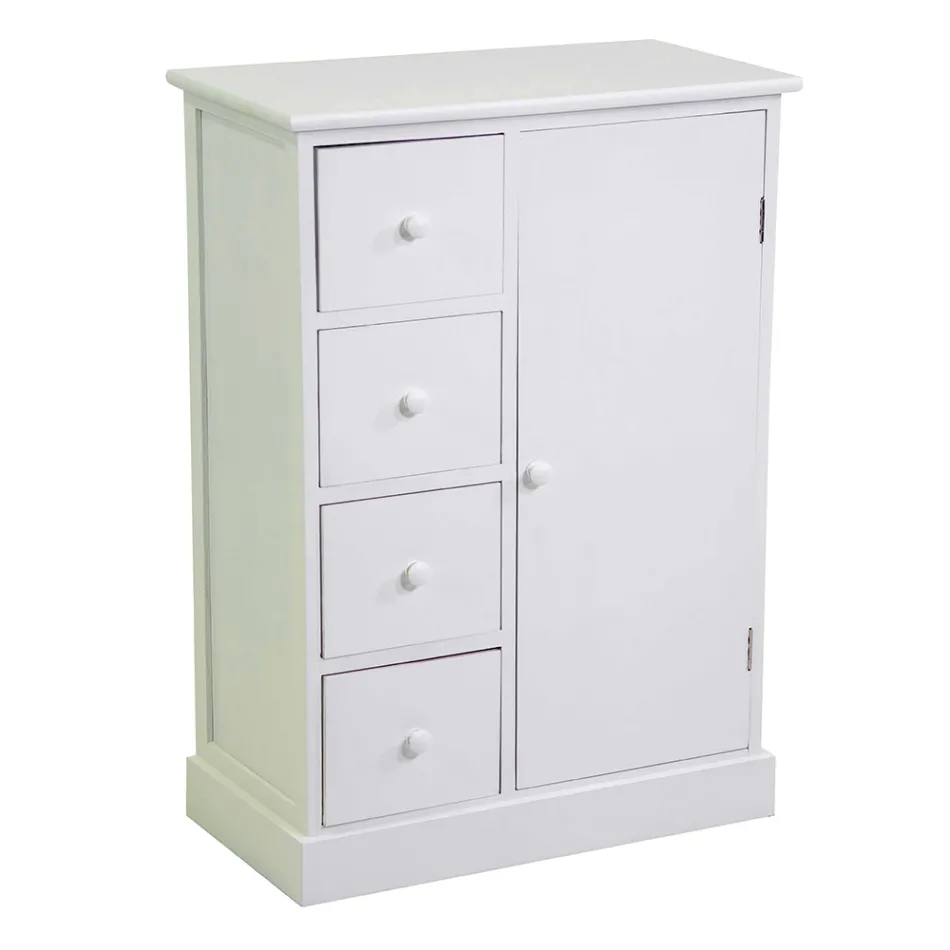 Indoor Cabinet Made of Wood with 1 Door and 4 Drawers - Meduse Viadurini