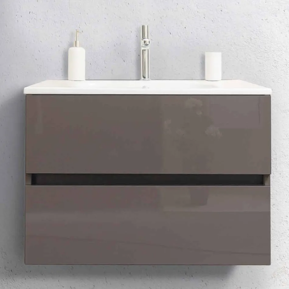 Suspended Bathroom Furniture in Mdf Lacquered Made in Italy - Becky Viadurini