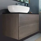 Suspended Bathroom Furniture in Wood, Metal and Ceramic W96 cm, Precious - Renga Viadurini