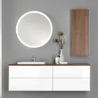 Bathroom Furniture in White Wood and Walnut and Ceramic 156 cm Made in Italy - Renga Viadurini