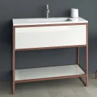 Ground Bathroom Furniture in Copper Metal and White Mdf Made in Italy - Cizco Viadurini