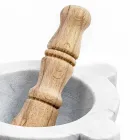 Mortar in White Carrara Marble with Wooden Pestle Made in Italy - Winda Viadurini