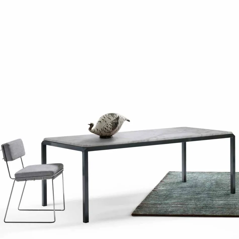 My Home Bebop design table white marble H74xL210cm made in Italy Viadurini