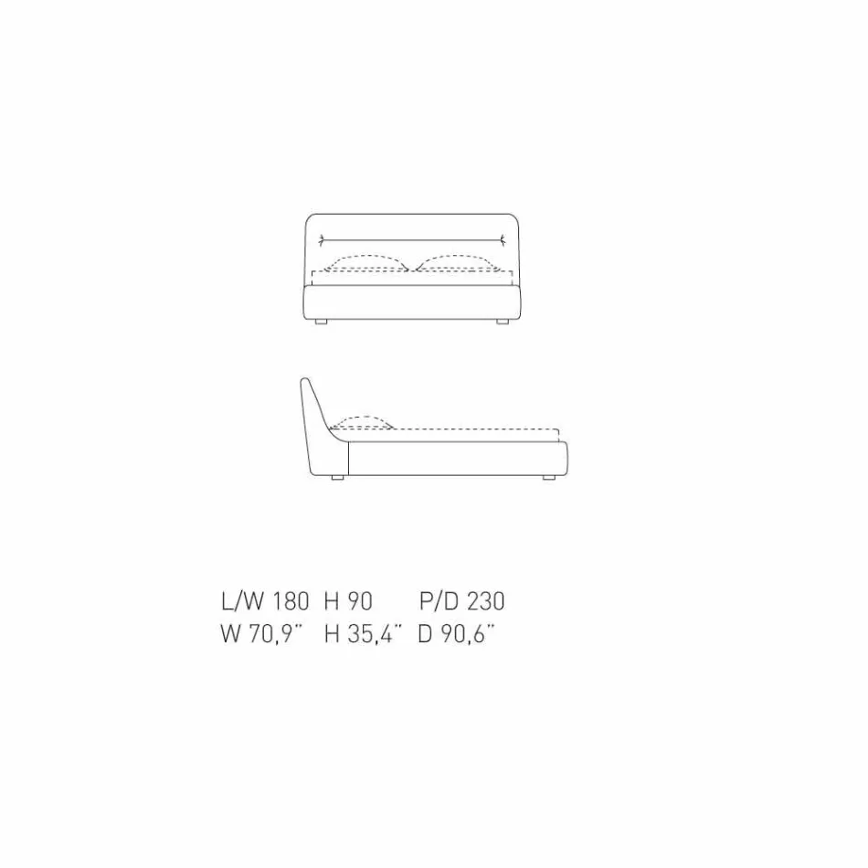 My Home Sleepway upholstered double bed 180x90cm made in Italy Viadurini