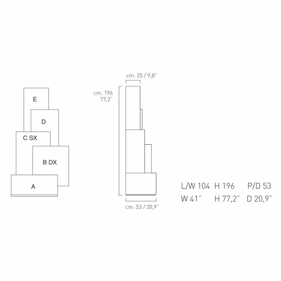 My Home Tetris mobile lounge tower design MDF H196cm made in Italy Viadurini