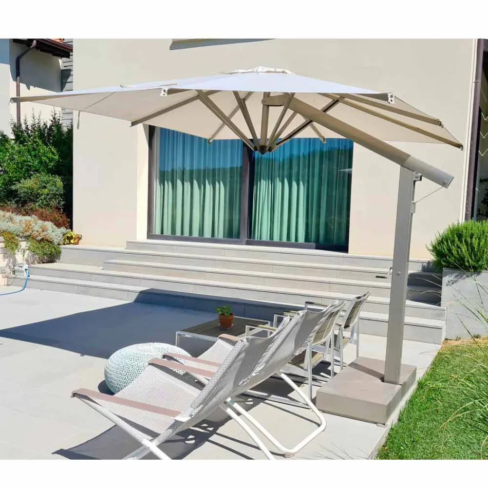 Garden Arm Umbrella in White or Anthracite Aluminium 300x400 cm - Lapillo Viadurini