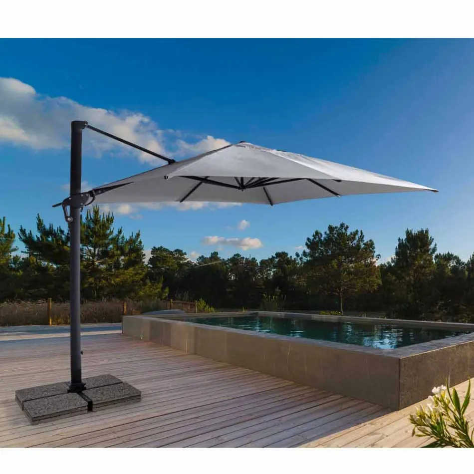 3x3 Outdoor Umbrella with Light Grey Cloth and Anthracite Structure - Dalton Viadurini