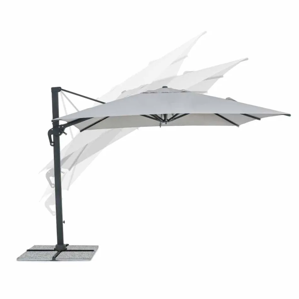 3x3 Outdoor Umbrella with Light Grey Cloth and Anthracite Structure - Dalton Viadurini