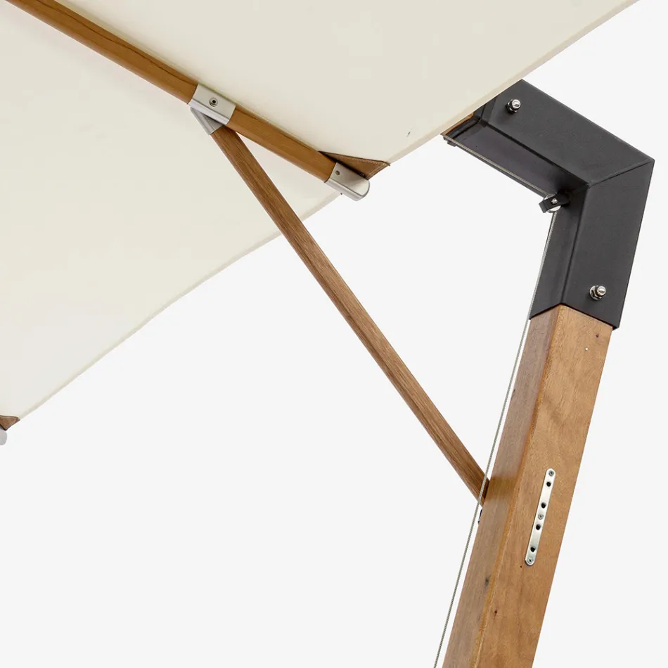 Outdoor Umbrella in Wood and Ecru Polyester 3x4, Homemotion - Passmore Viadurini