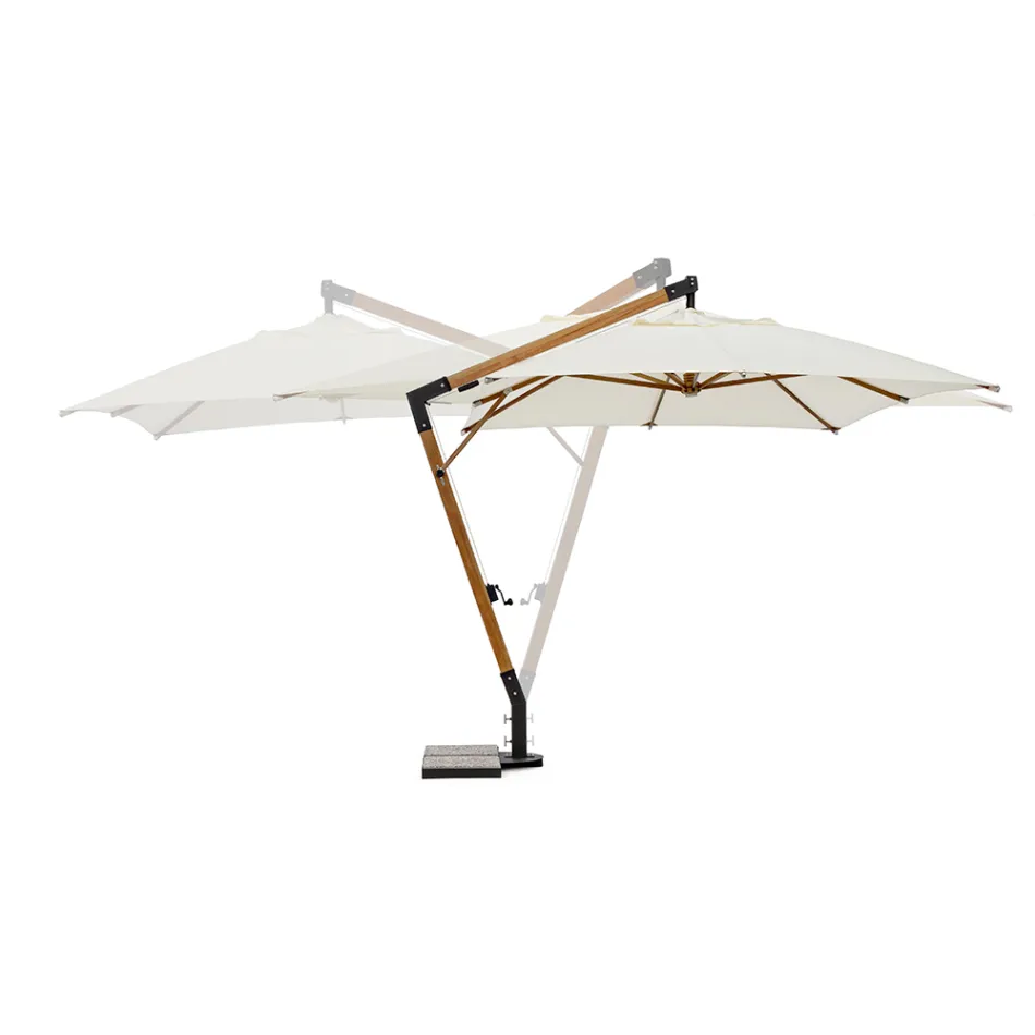 Outdoor Umbrella in Wood and Ecru Polyester 3x4, Homemotion - Passmore Viadurini
