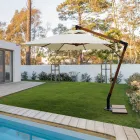 Outdoor Umbrella in Wood and Ecru Polyester 3x4, Homemotion - Passmore Viadurini