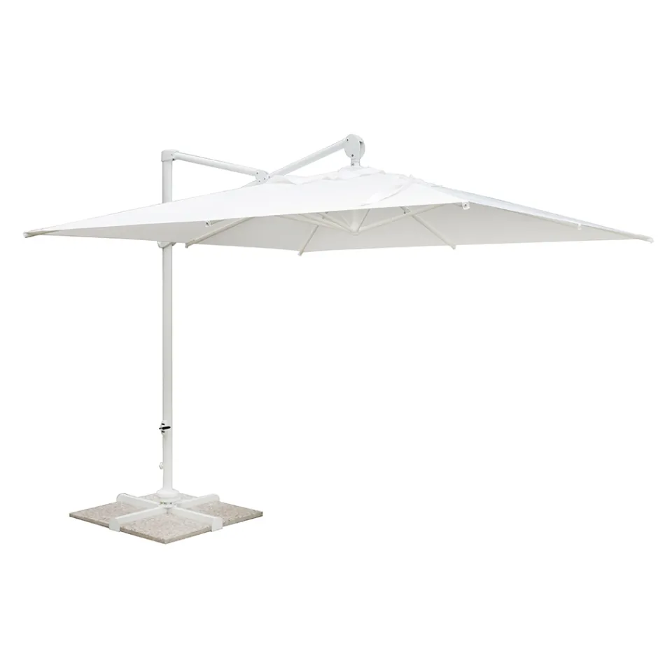 Outdoor Umbrella in Polyester with White Aluminium Structure - Zinica Viadurini