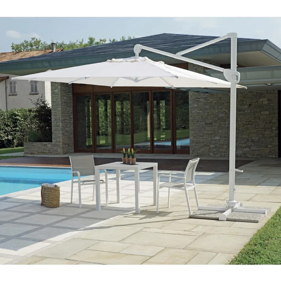 Outdoor Umbrella in Polyester with White Aluminium Structure - Zinica Viadurini