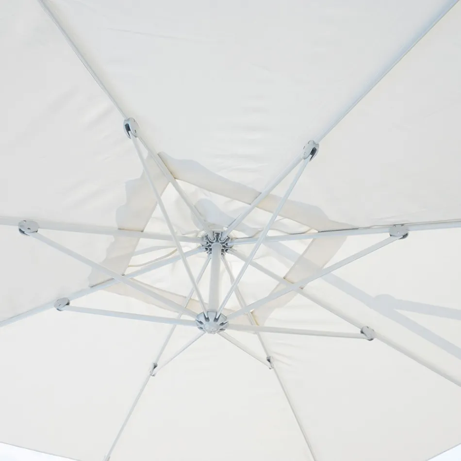 Outdoor Umbrella in Polyester with White Aluminium Structure - Zinica Viadurini