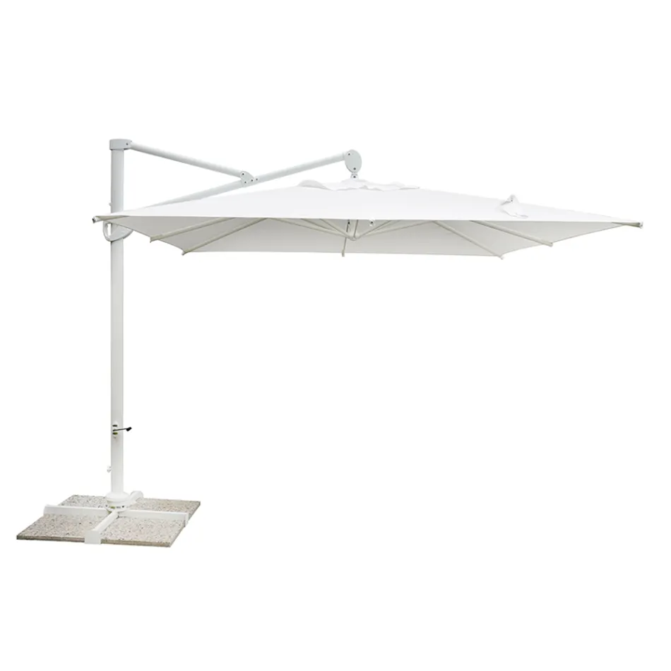 Outdoor Umbrella in Polyester with White Aluminium Structure - Zinica Viadurini