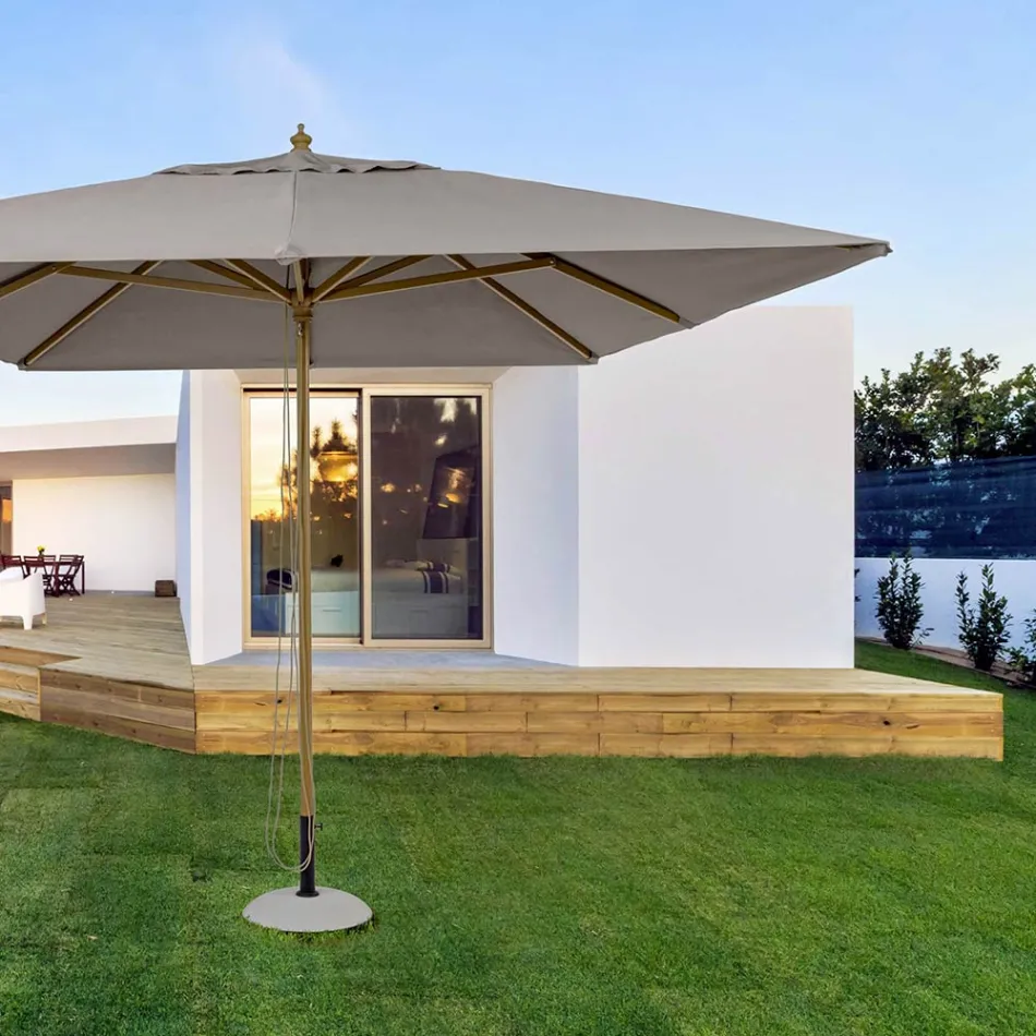 Garden Umbrella with Dove Grey Polyester Canvas 3x4 m, Homemotion - Lucius Viadurini